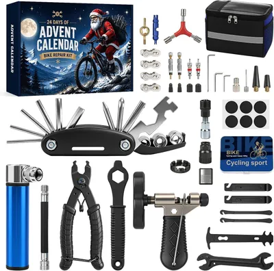 Productafbeelding van Adventskalender voor heren, 2026, 24-delige fietsreparatieset voor mannen, jongeren en doe-het-zelf, kerstkalender met nuttig fietsgereedschap