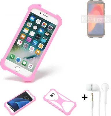 Produktbild von K-S-Trade Bumper + Kopfhörer kompatibel mit Doogee S51 Handy Hülle Schutzhülle Silikon Schutz Hülle Cover Case Silikoncase Silikonbumper TPU