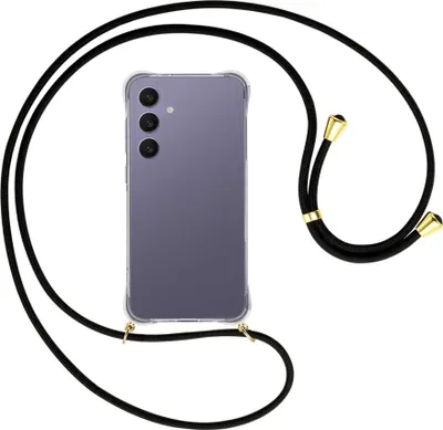 Produktbild von Handykette Backcover-Schutzhülle mit Band (Metall goldfarben) für Samsung Galaxy S24 FE 5G - schwarz