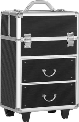 Produktbild von Professioneller Make-up-Koffer - Kosmetikkoffer - Mit 6 ausziehbaren Schubladen - ABS & Aluminium - 36 x 23 x 58 cm - Schwarz