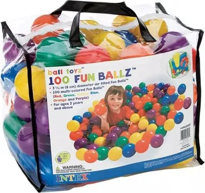 Produktbild von INTEX Fun Ballz 100 Stück 8cm Bälle mit Tragetasche – Spielspaß ab 2 Jahren