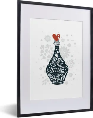 Produktbild von MuchoWow® MuchoWow® Gerahmtes Poster Valentinstag - Liebe - Zitat - Jungen - Mädchen - Baby - Kind 30x40 cm - Poster mit zchwarzem Bilderrahmen - Wandposter Schlafzimmer