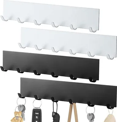 Produktbild von Multifunktions-Selbstklebende Haken-Set aus 4 Stücken mit Korrosionsbeschutz und 6 Haken für verschiedene Räume