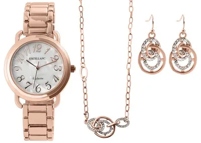 Produktbild von Excellanc Damen Geschenkset mit Uhr, Ohrringen und Halskette