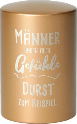Produktbild von Flaschenöffner Push & Pull - Geschenk zu Vatertag für Männer - Aluminium Kapselheber in Edelstahl-Optik - Gold graviert