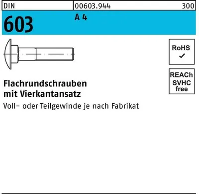 Produktbild von Reyher  Flachrundschrauben DIN 603 A 4 M 6 x 50 A 4 (100 Stück)
