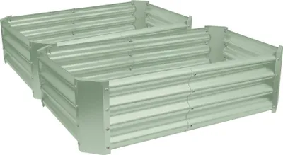 Produktbild von Rechteckige Hochbeete aus verzinktem Stahl – 120 cm x 60 cm – Grün – 2er-Pack
