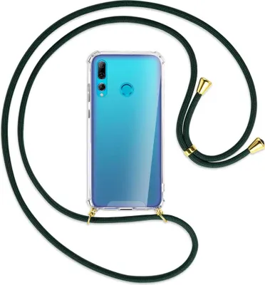 Produktbild von Handykette Backcover-Schutzhülle mit Band (Metall goldfarben) für Huawei P Smart Plus 2019 - dunkelgrün