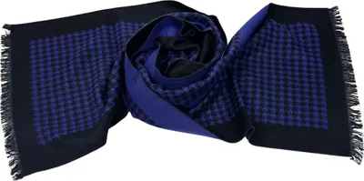 Produktbild von Schal Seidenflanell schwarz blau Hahnentritt - sanft wie Kaschmir 100% Seide
