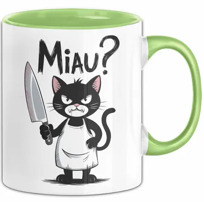 Produktbild von Sarkastische Katze Tasse Geschenk Lustige Geschenkidee Miau (Grün)