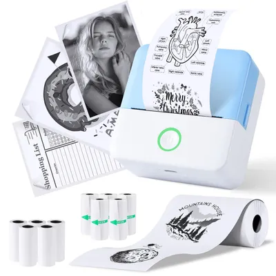 Produktbild von PRAOAHEI Mini Drucker, Tragbarer Thermodrucker mit 10 Rollen Druckerpapier