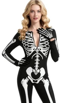 Immagine prodotto di Solidchoice - Tuta intera a forma di scheletro per donne, ideale per Halloween