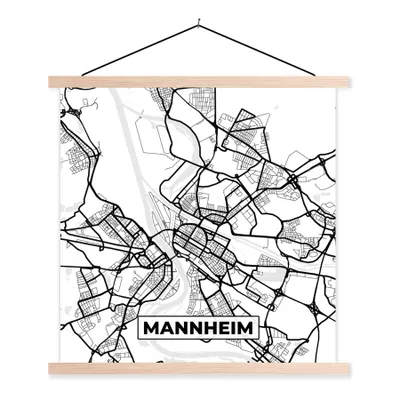 Produktbild von MuchoWow® Textilposter Mannheim - Karte - Stadtplan - Wegbeschreibung 40x40 cm mit holzfarbenen Rahmen - Posterleiste