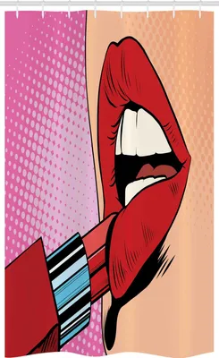 Produktbild von ABAKUHAUS Pop Art Schmaler Duschvorhang, Halftone Comic Pop Art Girl, Badezimmer Deko Set aus Stoff mit Haken, 120 x 180 cm, Mehrfarbig