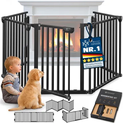 Immagine prodotto di Griglia di sicurezza per camini KESSER® con porta, griglia metallica protettiva per stufe, ideale per la sicurezza dei bambini