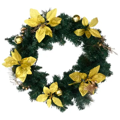 Produktbild von Weihnachtskranz mit LED-Leuchten Grün 60 cm PVC
