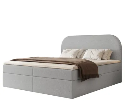 Produktbild von Boxspringbett FUZZI 180x200 Bettkasten Bonellmatratze Graublau Chenille