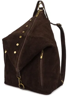 Produktbild von Großer Damen Leder-Rucksack A4 aus Wildleder Italienisch