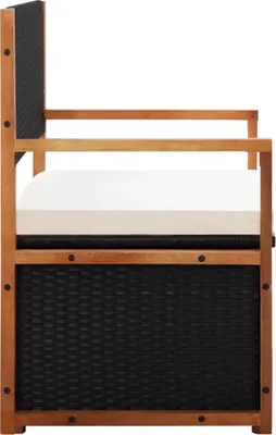 Obrázok produktu pre vidaXL Lavica s úložným priestorom 115 cm Poly ratan Masívne drevo Akácia čierna