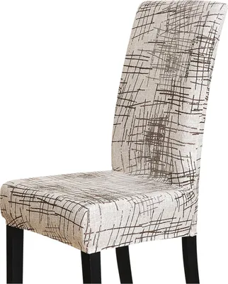Produktbild von Stuhlbezug mit beige-schwarzem geometrischem Muster – Elastisch und formstabil
