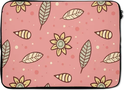 Produktbild von MuchoWow® Laptop Hülle 14 ZollMuster - Blumen - Blätter - Mädchen - Kinder - Kinder Laptoptasche - Laptoptasche - Stoßsicher - Schutzhaube