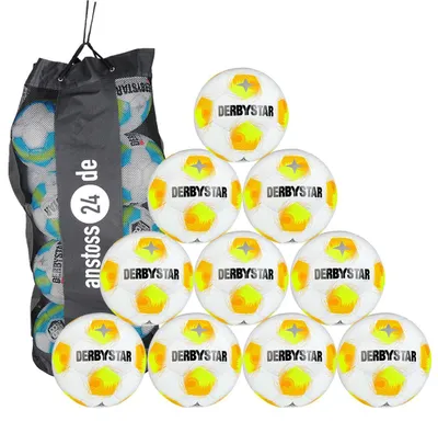 Produktbild von Ballset DERBYSTAR Trainingsball - APUS TT inkl. Ballsack 10 Bälle Weiß/Gelb
