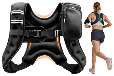 Produktbild von VEVOR Gewichtsweste 2,79 kg Trainingsweste mit Reflektorstreifen, Verstellbarer Schnalle & Praktischen Aufbewahrungstaschen, Fitnessweste für Krafttraining, Laufen, Joggen, Fitness & Muskelaufbau