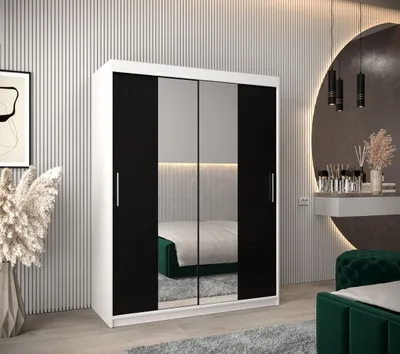 Produktbild von Schwebetürenschrank mit einer Breite von 150 cm TIMEA 1 – Weiß/Schwarz