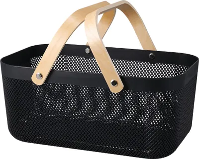 Obrázok produktu pre Úložný kôš s bambusovou rúčkou, 39 cm – čierna farba, značka H&L