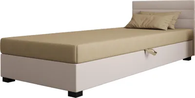 Produktbild von AURA SOFA  Boxspringbett WILD  90x195 Komplett-Set mit Bonell Matratze, Polsterbett mit Bettkästen - Hellbeige/Bronze, SAWANA 01/24