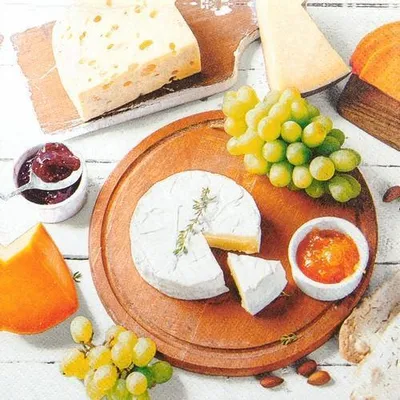 Produktbild von 20 Servietten Fromage - Käse und Weintrauben 33x33cm