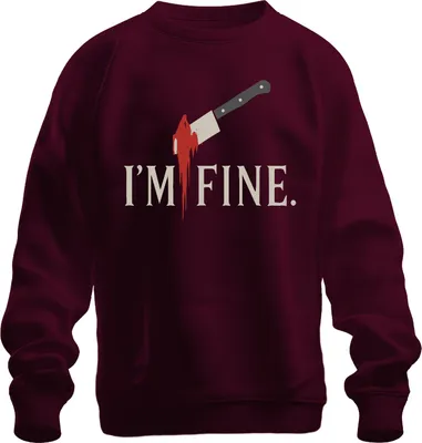 Immagine prodotto di I'm fine blutiges Beil Horror Halloween sarkastisch düster Crime Felpa Pullover Unisex, Borgogna, L
