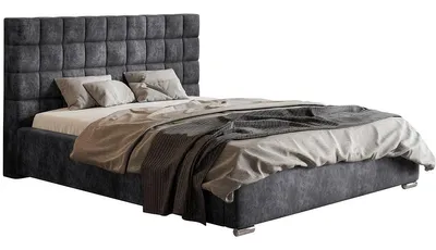 Produktbild von Bett 160x200 cm Noris mit Metall-Lattenrost - Schlafzimmer, Doppelbett - Polsterbett mit Bettkasten, Dunkelgrau