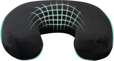 Image de Oreiller de voyage vidaXL pour la nuque, noir, en mousse viscoélastique