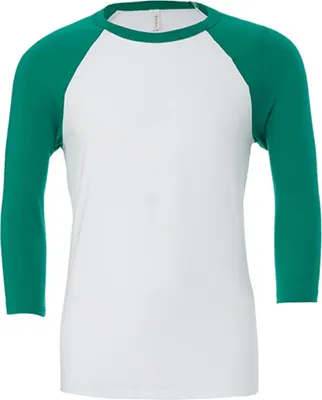 Produktbild von Canvas 3200 | Herren 3 / 4 Sleeve Baseball T-Shirt - Farbe: White/Kelly - Größe: XL