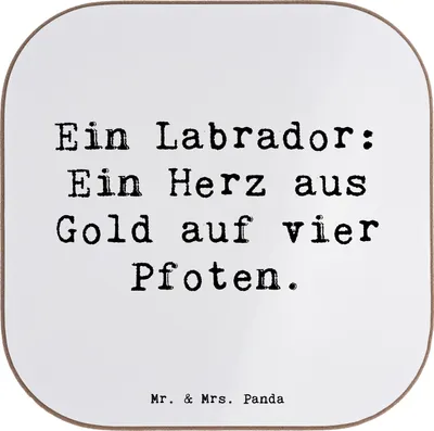 Produktbild von Mr. & Mrs. Panda Untersetzer für Gläser Spruch Labrador Herz - Weiß - Geschenk, freundlicher Hund, Therapiehund, Glas, Hunderassen, Charakter, gläseruntersetzer, Hunde