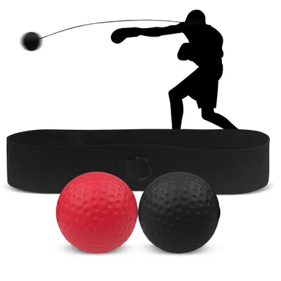 Produktbild von Box-Reflexball Set – 2 Trainingsbälle mit verstellbarem Stirnband, Boxtraining für Reaktion, Schnelligkeit, Beweglichkeit und Schlagkraft verbessern.