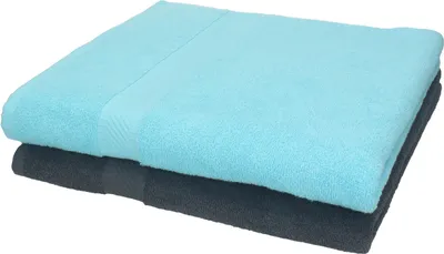 Produktbild von Betz 2 Stück Duschtücher 70x140 cm PALERMO 100% Baumwolle  Farbe: anthrazit und türkis
