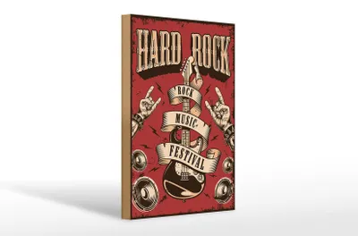 Produktbild von Holzschild Retro 20x30cm hard Rock Music festival