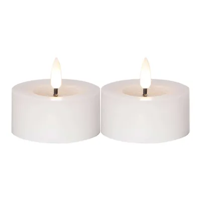 Produktbild von Star Trading LED Kerzen weiß 2er Set 3D Flamme 6/18h Timer 7x5,5cm Wachs