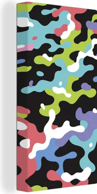 Produktbild von MuchoWow® - Leinwandbilder - Buntes Camouflage-Muster, Wandbild, Wanddeko Bilder Wohnzimmer, 20x40 cm