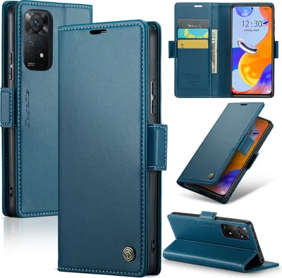Image de Redmi Note 11 Pro Housse, étui en cuir portefeuille porte-carte avec fonction stand pour Xiaomi Redmi Note 11 Pro 5G/4G bleu