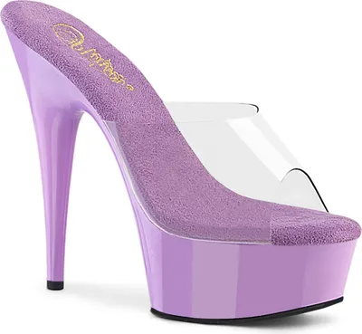 Produktbild von DELIGHT-601 Pleaser Erotik Damen High-Heels Plateaupantoletten klar lavendel