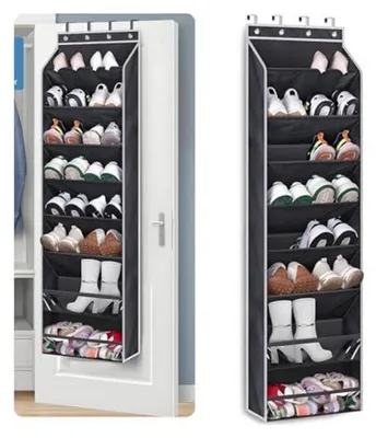 Produktbild von Hängendes Tür-Schuhregal 8 Reihen bis 20 Paar Schuhe Vliesstoff Metallhaken