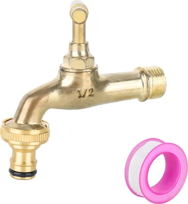 Imagen del producto de Grifo exterior de latón, de 1/2 pulgada, resistente a la corrosión y a las heladas, con cinta de sellado, para uso en jardines