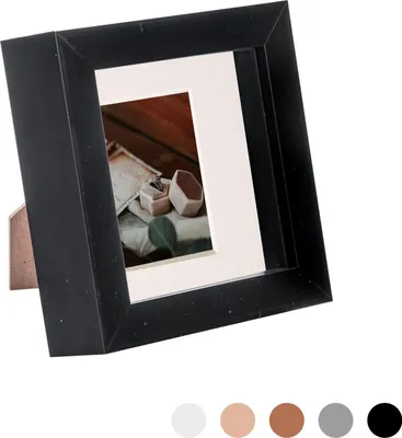 Produktbild von Nicola Spring 4 x 4 3D Shadow Box Bilderrahmen - Craft Anzeigen Bilderrahmen mit 2 x 2 Montieren - Glas Aperture - Schwarz / Elfenbein