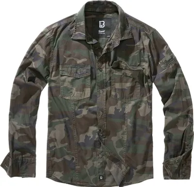 Image de BRANDIT Slim Fit Shirt Long Sleevewoodland Taille M