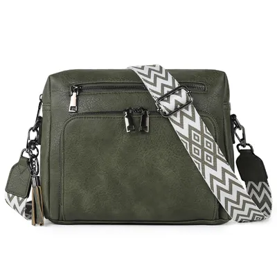 Produktbild von Schultertasche Damen Umhängetasche mit Verstellbar Abnehmbar Breiter Gurt Crossbody Bag Für Tägliches Arbeiten Verabredungen (Dunkelgrün)