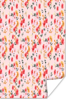 Produktbild von MuchoWow® Poster Blumen - Rosa - Muster 60x90 cm - Wanddekoration