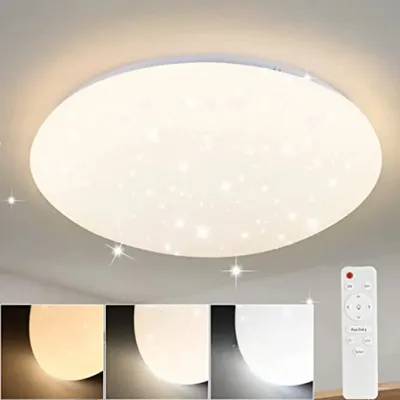 Obrázek produktu pro ZMH LED stropní světlo bílé ložnice stmívatelné s dálkovým ovládáním 37W hvězdné nebe kulaté pro obývací pokoj dětský pokoj kuchyň chodba